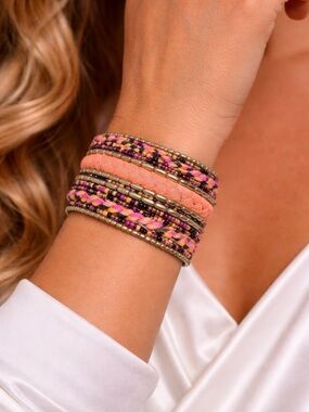Vintage 1997 Multicolor Beaded Wrap Boho Bracelet
